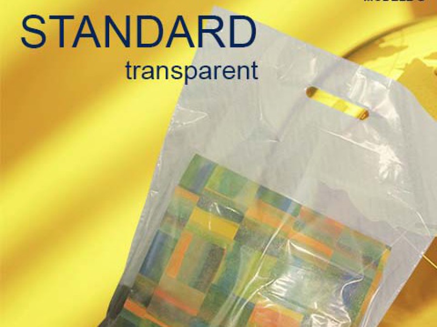 Tragetaschen aus Kunststoff in transparent mit Griffloch sind transparente Plastiktüten oder auch Folientaschen transparent